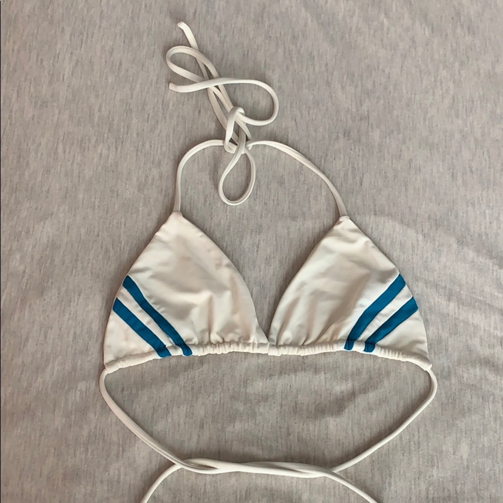 Mikoh Cream with Blue Striped Bikini Top
